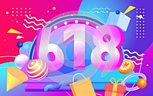 618 e-commerce shopping festival, abstract three-dimensional background