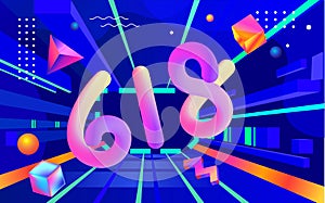 618 shopping festival background, stage set, big sale abstract colorful background