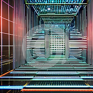 619 Futuristic Cyber Grid: A futuristic and sci-fi-inspired background featuring a cyber grid in sleek and high-tech colors that