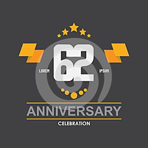 62 anniversary celebration vector concept template design