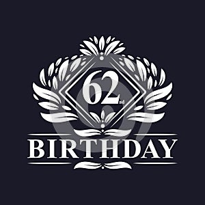 62 years Birthday Logo, Luxury 62nd Birthday Celebration