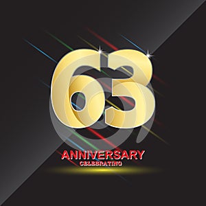 63 anniversary logo vector template. Design for banner, greeting cards or print