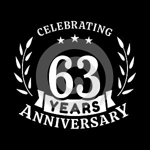 63 years anniversary celebration logotype. 63rd anniversary logo. Vector and illustration.