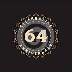64 anniversary celebration, Greetings card for 64 years anniversary