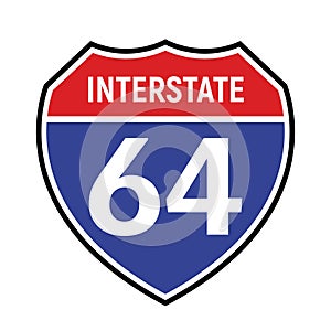 64 route sign icon. Vector road 64 highway interstate american freeway symbol