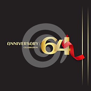 64 Year Anniversary Vector Template Design Illustration