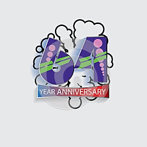 64 Year Anniversary Vector Template Design Illustration