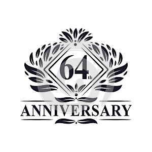 64 years Anniversary Logo, Luxury floral 64th anniversary logo