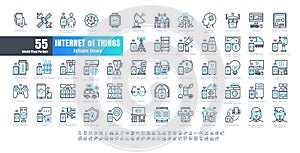 64x64 Pixel Perfect. Internet of Things IOT. Bicolor Line Outline Icons Vector. for Website, Application, Printing, Document,