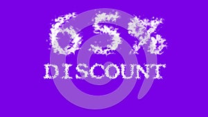 65% discount cloud text effect violet isolated background