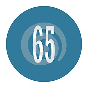 65 numeral logo with round frame in blue color