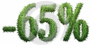 -65% sign, made of grass.