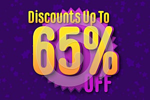 65 sixty-five Percent off super sale black friday shopping halftone. star special sale