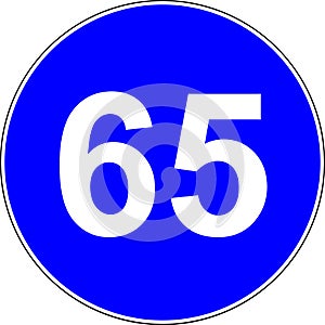 65 suggested speed road sign