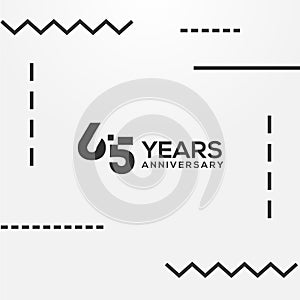 65 Years Anniversary Black Number Vector Design Illustration