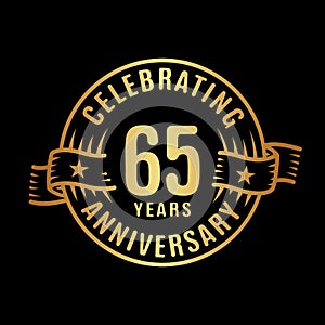 65 years anniversary celebration logotype. 65th years logo. Vector and illustration.