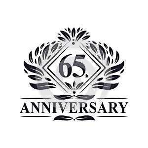 65 years Anniversary Logo, Luxury floral 65th anniversary logo