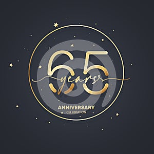 65 years anniversary logo template. 65th birthday, wedding anniversary icon. Trendy symbol image. Vector EPS 10. Isolated on