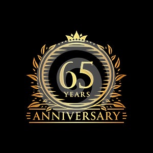 65 years celebrating anniversary design template. 65th anniversary logo. Vector and illustration.