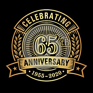 65 years of celebrations design template. 65th logo. Vector and illustrations.