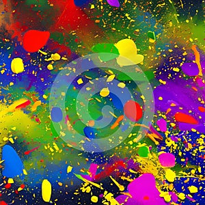 657 Abstract Paint Splatters: An artistic and expressive background featuring abstract paint splatters in bold and vibrant color