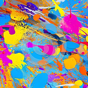 657 Abstract Paint Splatters: An artistic and expressive background featuring abstract paint splatters in bold and vibrant color