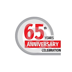65th anniversary celebration badge logo design. Sixty five years banner poster.
