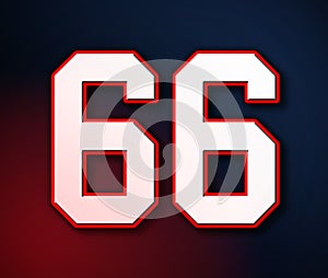 66 American Football Classic Sport Jersey Number in the colors of the American flag design Patriot, Patriots 3D illustration
