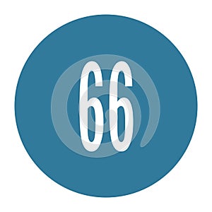 66 numeral logo with round frame in blue color