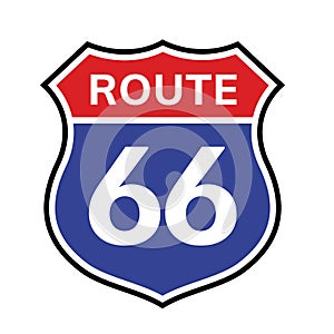 66 route sign icon. Vector road 66 highway interstate american freeway us california route symbol