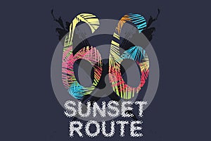 66 route summer beach stylish graphic t-shirt vector design, typography