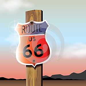 66 us route sign board. Vector illustration decorative design