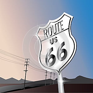 66 us route sign board. Vector illustration decorative design