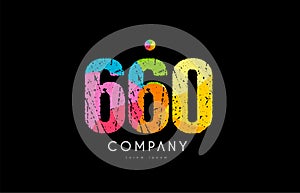 660 number grunge color rainbow numeral digit logo