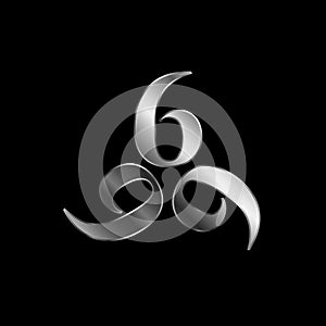 666- the number of the beast or angel symbol or devils number in silver