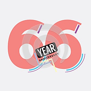 66th Years Anniversary Logo Birthday Celebration Abstract Design Vector