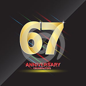 67 anniversary logo vector template. Design for banner, greeting cards or print