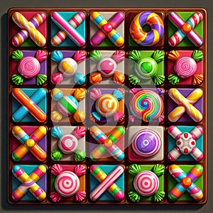 67 Candyland Tic Tac Toe_ A Tic Tac Toe set with candy-theme de