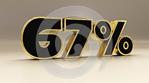 67 percent 3d gold and black luxury text isolated on white