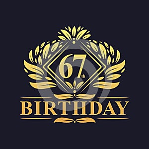 67 years Birthday Logo, Luxury Golden 67th Birthday Celebration