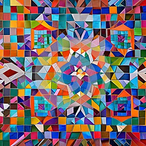676 Geometric Abstract Mosaic: A modern and geometric background featuring abstract geometric mosaics in vibrant and harmonious
