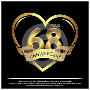 68 years anniversary golden. anniversary template design for web, game ,Creative poster, booklet, leaflet, flyer, magazine, invita