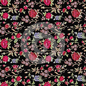 689395756 flower allover pattern with digital background