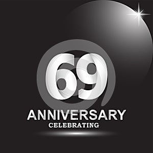 69 anniversary logo vector template. Design for banner, greeting cards or print