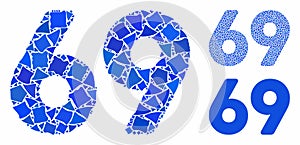 69 digits text Mosaic Icon of Uneven Parts