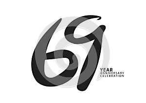 69 year anniversary celebration black color logotype vector, 69 number design, 69th Birthday invitation, logo number design vector