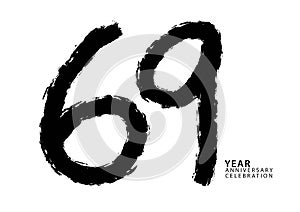 69 year anniversary celebration black color logotype vector, 69 number design, 69th Birthday invitation, logo number design vector