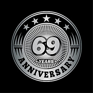 69 years anniversary celebration. 69th anniversary logo design. 69years logo.