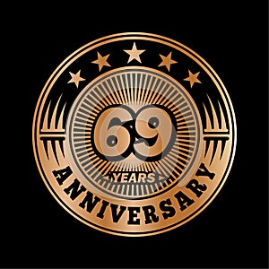 69 years anniversary celebration. 69th anniversary logo design. 69years logo.