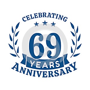 69 years anniversary celebration logotype. 69th anniversary logo. Vector and illustration.